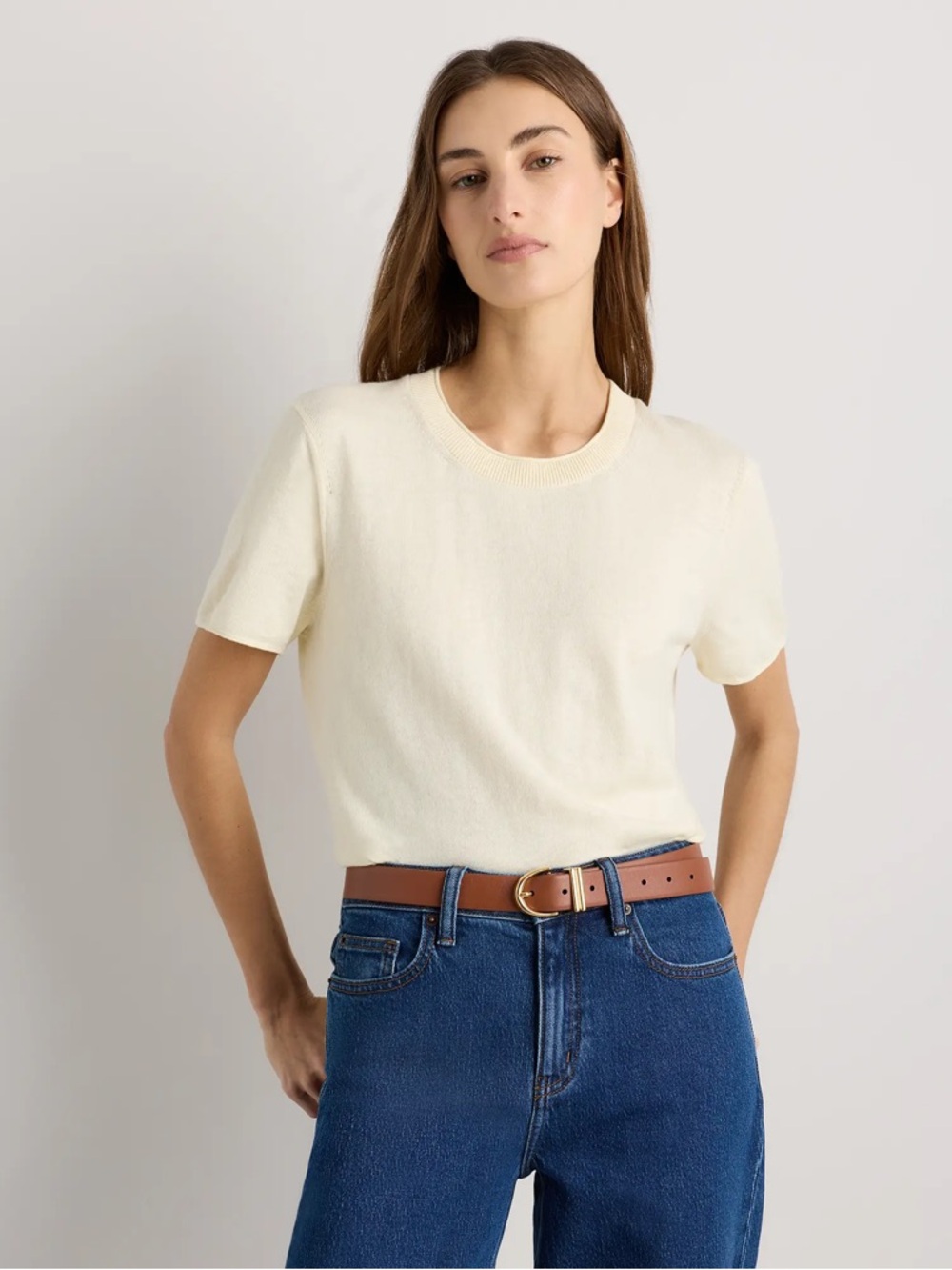 Quince Lightweight Cotton Cashmere Relaxed Sweater Tee
